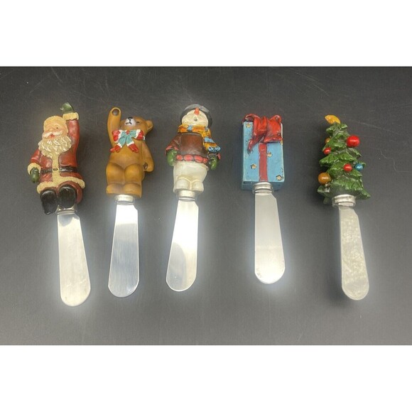 CHRISTMAS “Spread the Season’s Joy” Santa Sleigh Holiday Cheese Spreaders - Picture 7 of 16